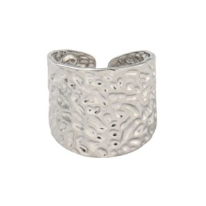 Hammered Liquid-Metal Statement Ring