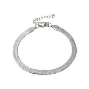 Sleek Stainless Steel Herringbone Snake Bracelet