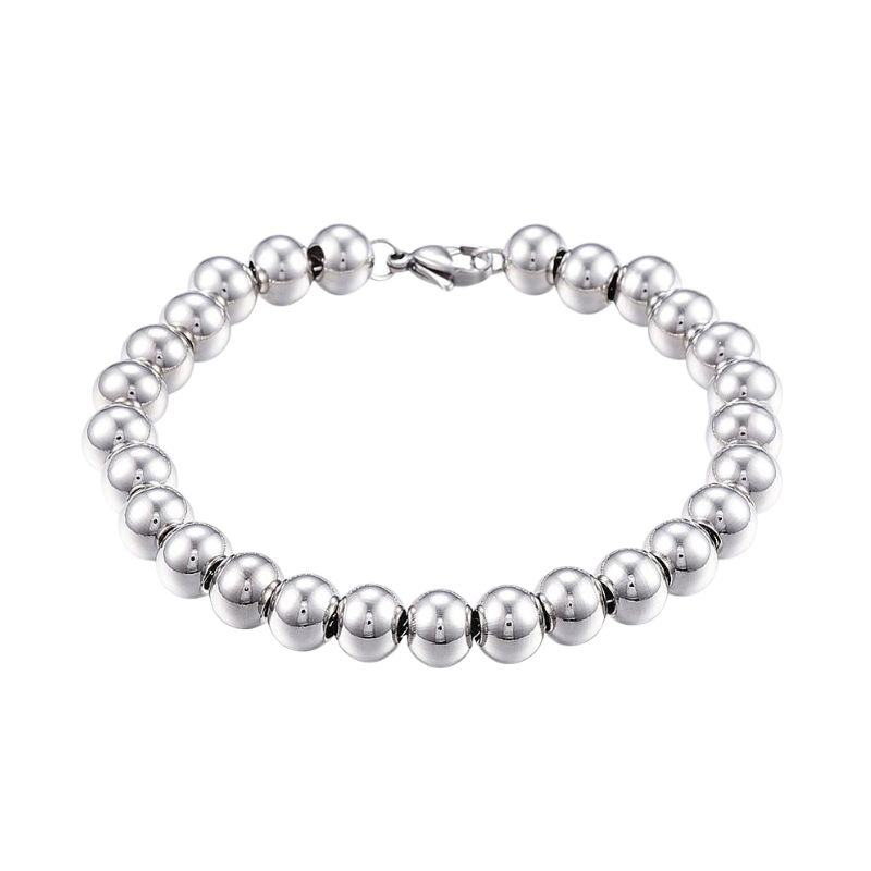 Polished Stainless Steel Classic Ball Bead Bracelet