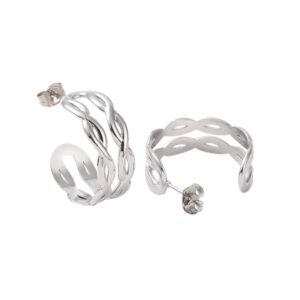 Double-Row Braided Twist Hoop Earrings