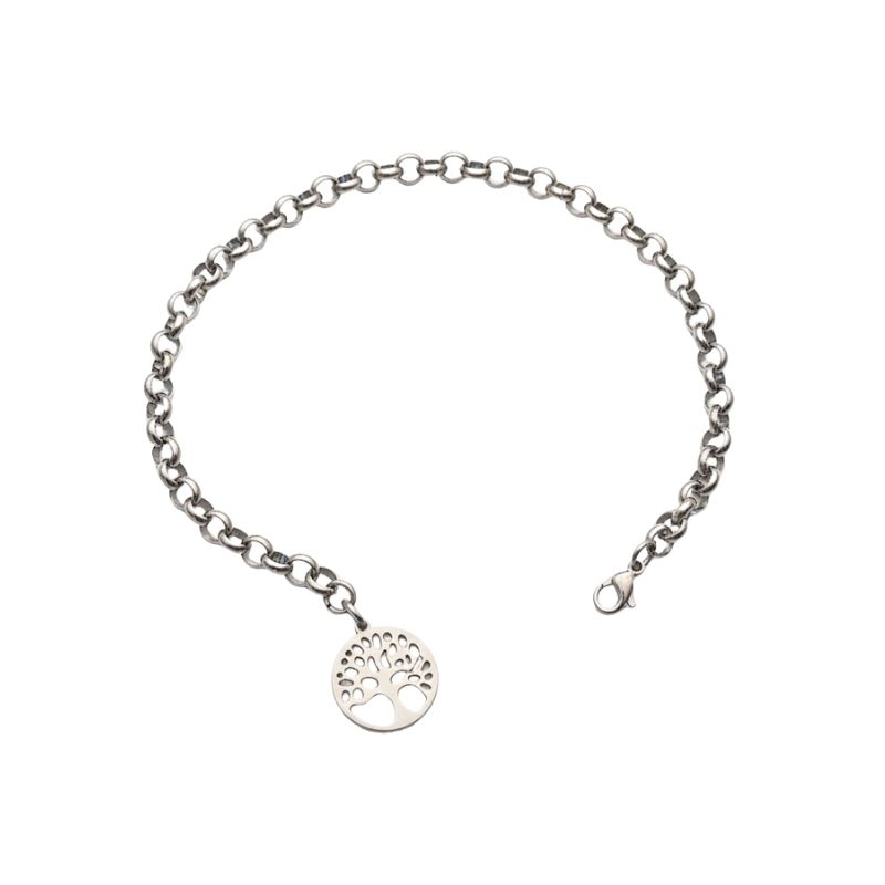 Stainless Steel Tree of Life Belcher Bracelet
