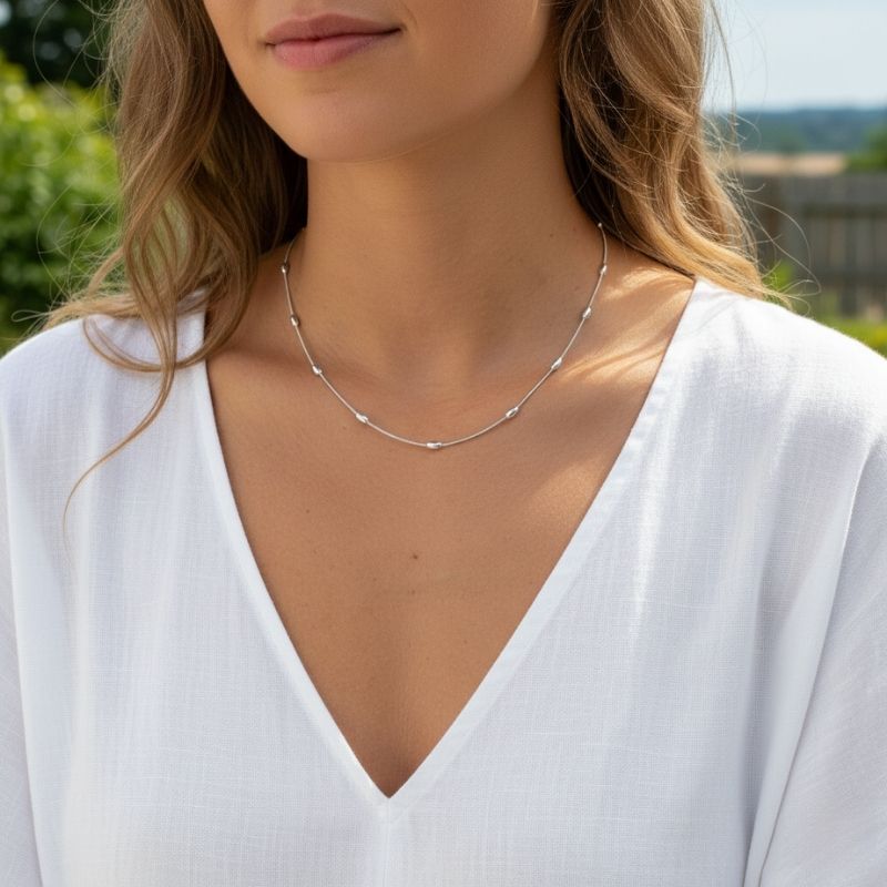 The Polished Oval Snake Chain Necklace - Image 2