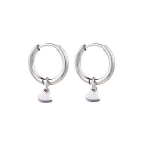 Classic sleeper earring with dainty heart charm