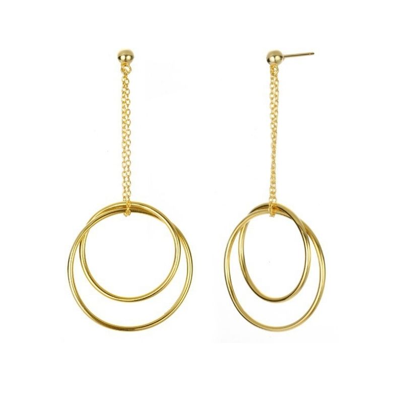 Dangle earring with double ring pendants