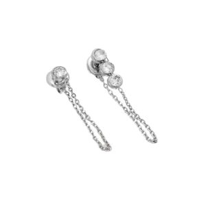 Bezel ear chain dangle earrings