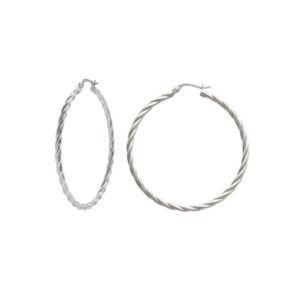 Classic Twisted-Rope Stainless Steel Hoop Earrings