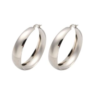 Classic Wide-Profile Stainless Steel Hoop Earrings