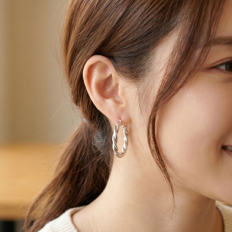 Classic Twisted-Finish Hoop Earrings - Image 2