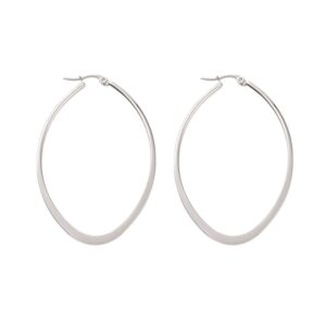 Elegant Elongated Stainless Steel Hoop Earrings