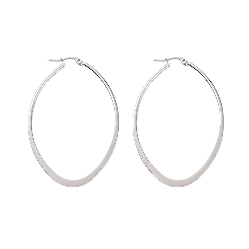 Elegant Elongated Stainless Steel Hoop Earrings