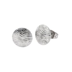 Stylish Textured Stainless Steel Disc Stud Earrings