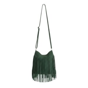 Fringe Green Faux Suede Crossbody