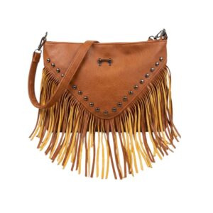 Boho-Chic Brown Cognac Fringe Bag