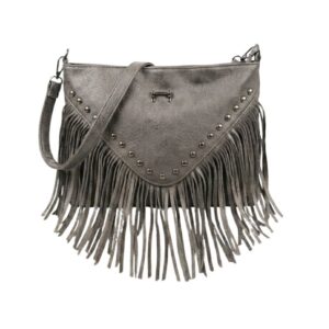 Boho-Chic Grey Cognac Fringe Bag