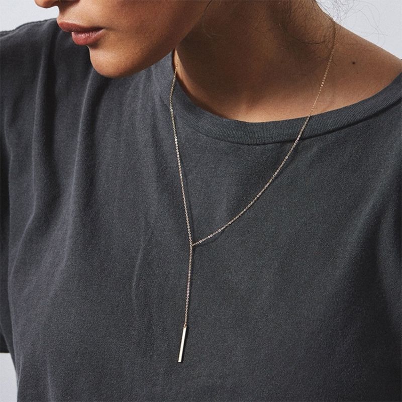Dainty simple Y drop necklace - Image 2