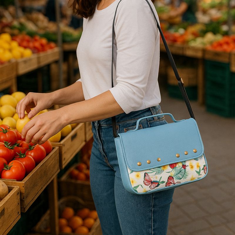 Foral butter vegan leather satchel bag - Image 6