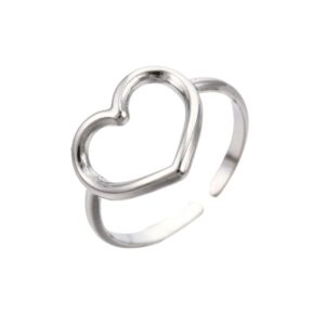 Chic Heart Outline Adjustable Ring