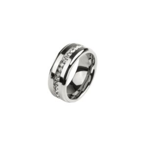 Broad band with stone inlay