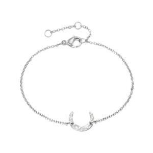 Cable bracelet with hammered horse shoe charm