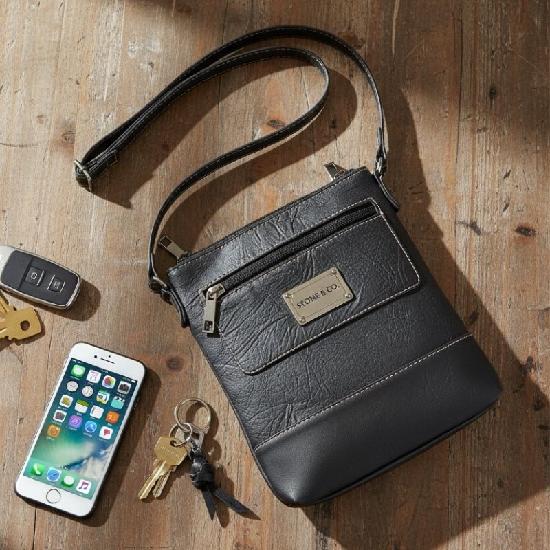 Casual black Vegan Leather Essentials Crossbody - Image 3