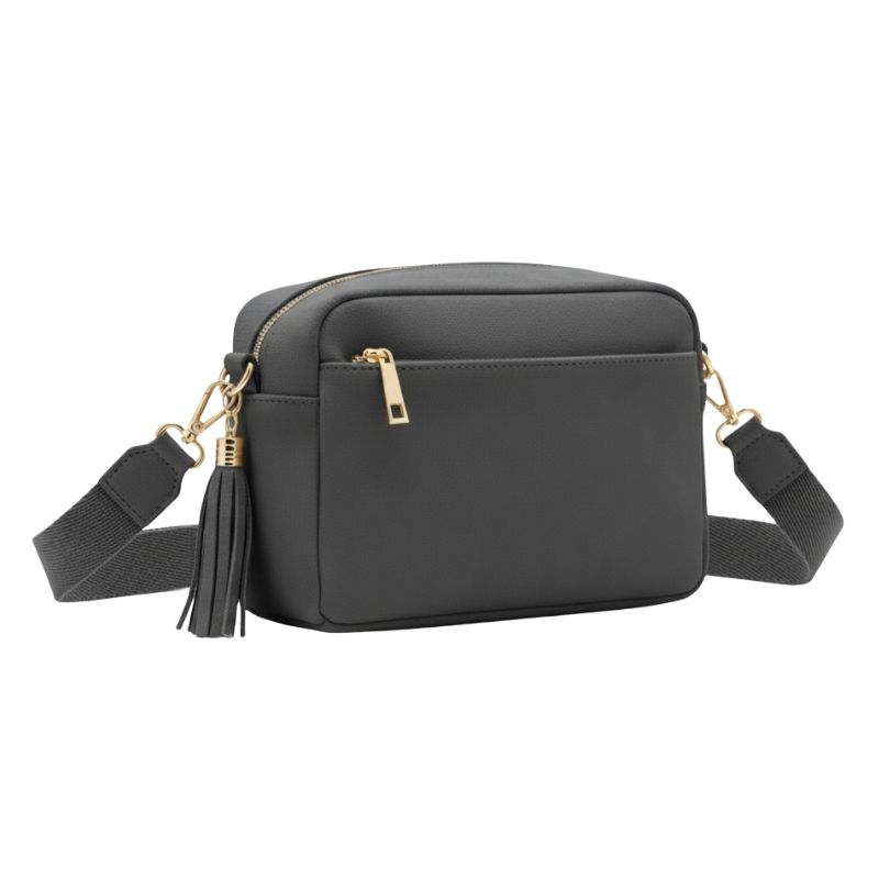Faux suede black crossbody sling bag
